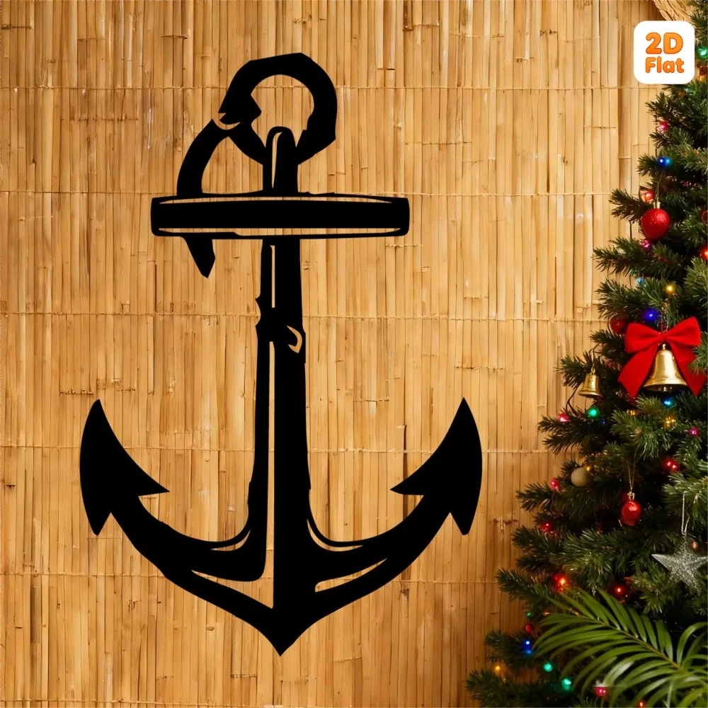 CIFBUY Anchor Wrought Iron Wall Art Metal Sculpture Mural Plaque for Nautical Living Room Home Decor