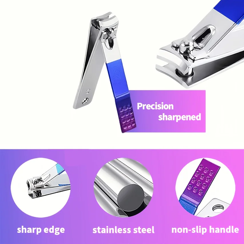 5Pcs Complete Manicure Kit Portable Nail Care Tools with Nail Clipper Laser Storage Pouch Nail Filing Polishing Cleaning Set view 5