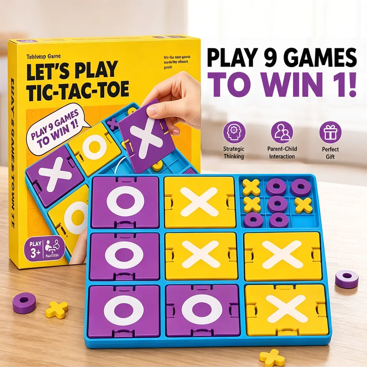 Strategy Board Game Tic Tac Toe Classic Two Player Desktop Puzzle Game Family Interactive Party Brain Game Party Toy