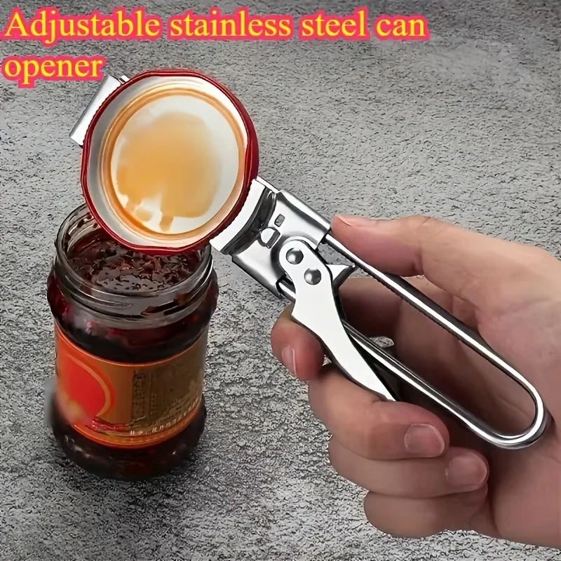1pc Multi-Function Bottle & Can Opener, Adjustable Easy-Grip Manual Tool, Durable Stainless Steel, No Power Required, Ideal for image 3