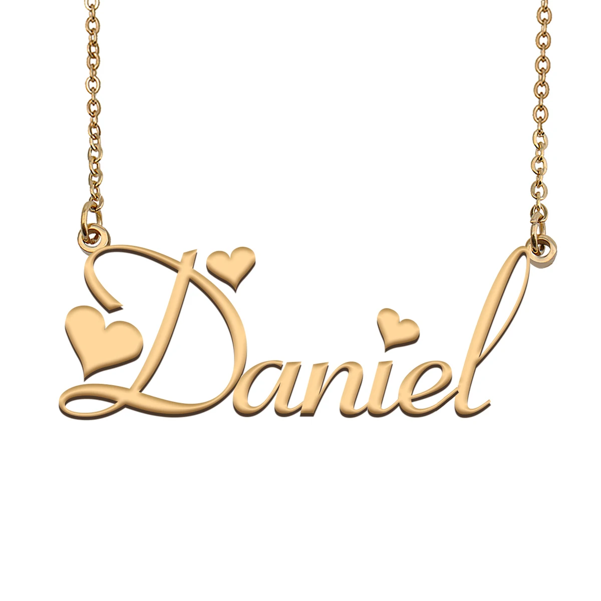 AOLOSHOW Daniel Stainless Steel Name Necklace Personalized Nameplate Pendant Gift for Women Suitable for Birthday Wedding