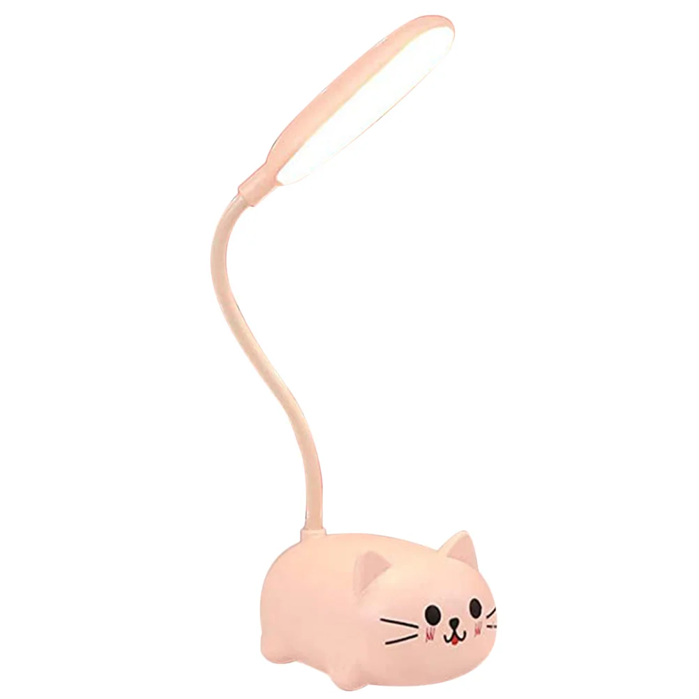 Pink Kitten Table Desk Cute Cat Lamps Bedroom Rechargeable Light Pink Lamp for Girls USB Charging Study Reading Small Night