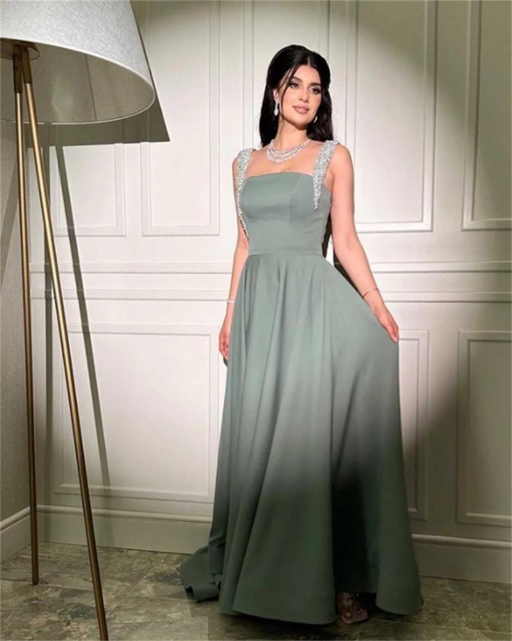 CustomizedProm Dress Elegant Square Empire Graduation Dresses Floor Length Open Back Cross Sequin Taffeta Formal Evening Gowns 프