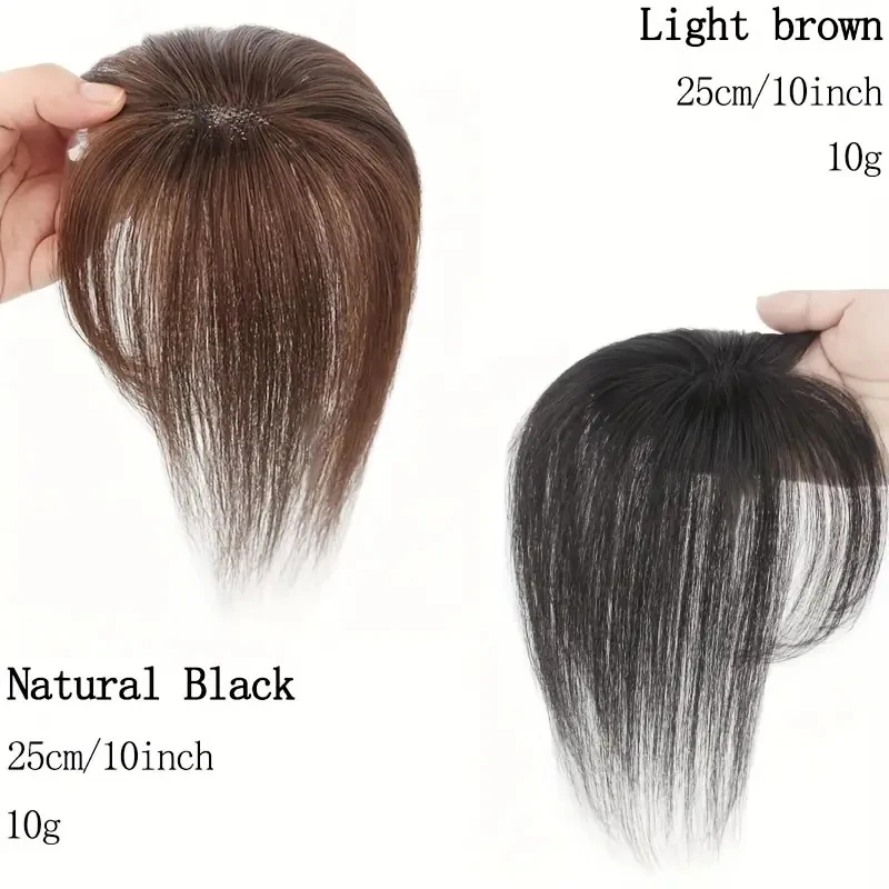 قطعة شعر نسائية مستقيمة ذات مظهر طبيعي، مشبك شعر بشري حقيقي في غرة، خافي عيوب البشرة، خفيف الوزن وجيد التهوية