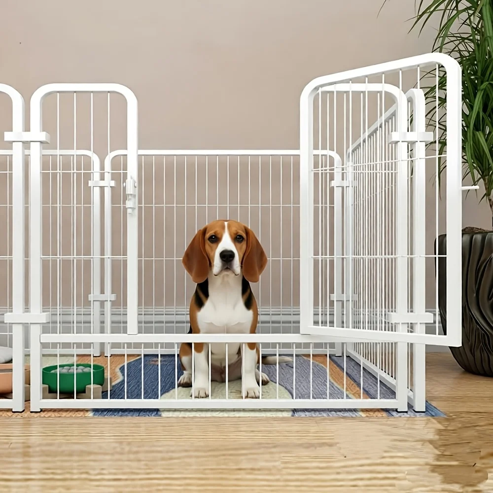

6pcs Dog Safety Gate Barrier, Foldable On Both Sides, Easy To Install, With EVA Foam-padded Support Feet, Suitable For Dog Fences And Kennels