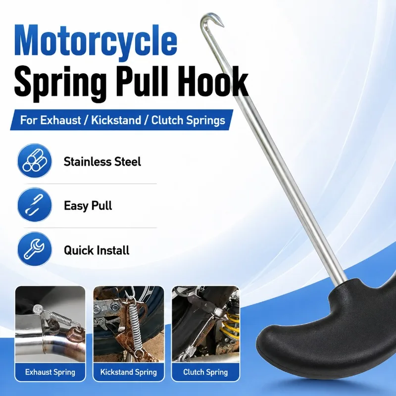 Motorcycle Spring Pull Hook Tool Stainless Steel 6mm Rod T Handle for Exhaust Kickstand Clutch Brake Spring Removal Repair