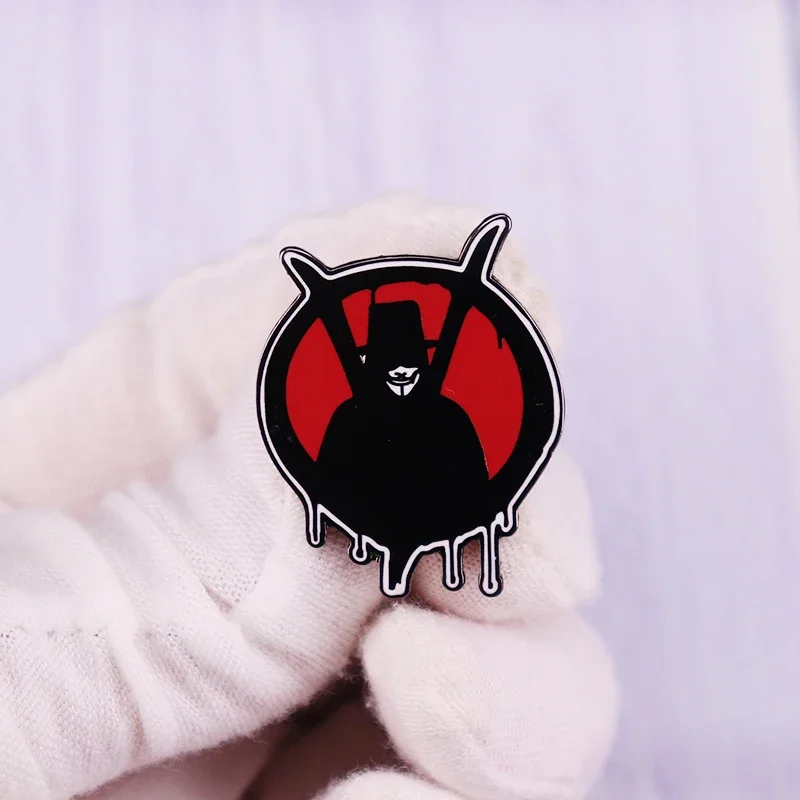 V para Vendetta símbolo Pin insignia Guy Fawkes máscara anónima broche joyería de moda Decoración