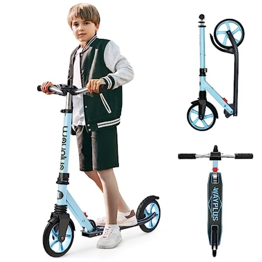 

KS1 Kick Scooter for Ages 6+ Teens Adults Foldable Lightweight 8IN Big Wheels with 4 Adjustable Levels ABEC9 Bearings Max Load