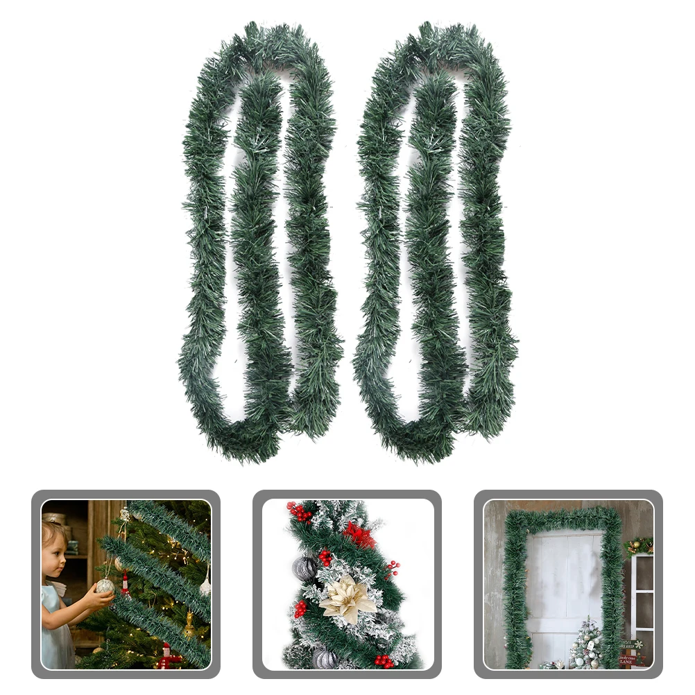 

2pcs Christmas Pine Garland Decorative String Xmas Party Supplies Door Wall Garden Outdoor Diy Wreath Artificial Plant Garlands