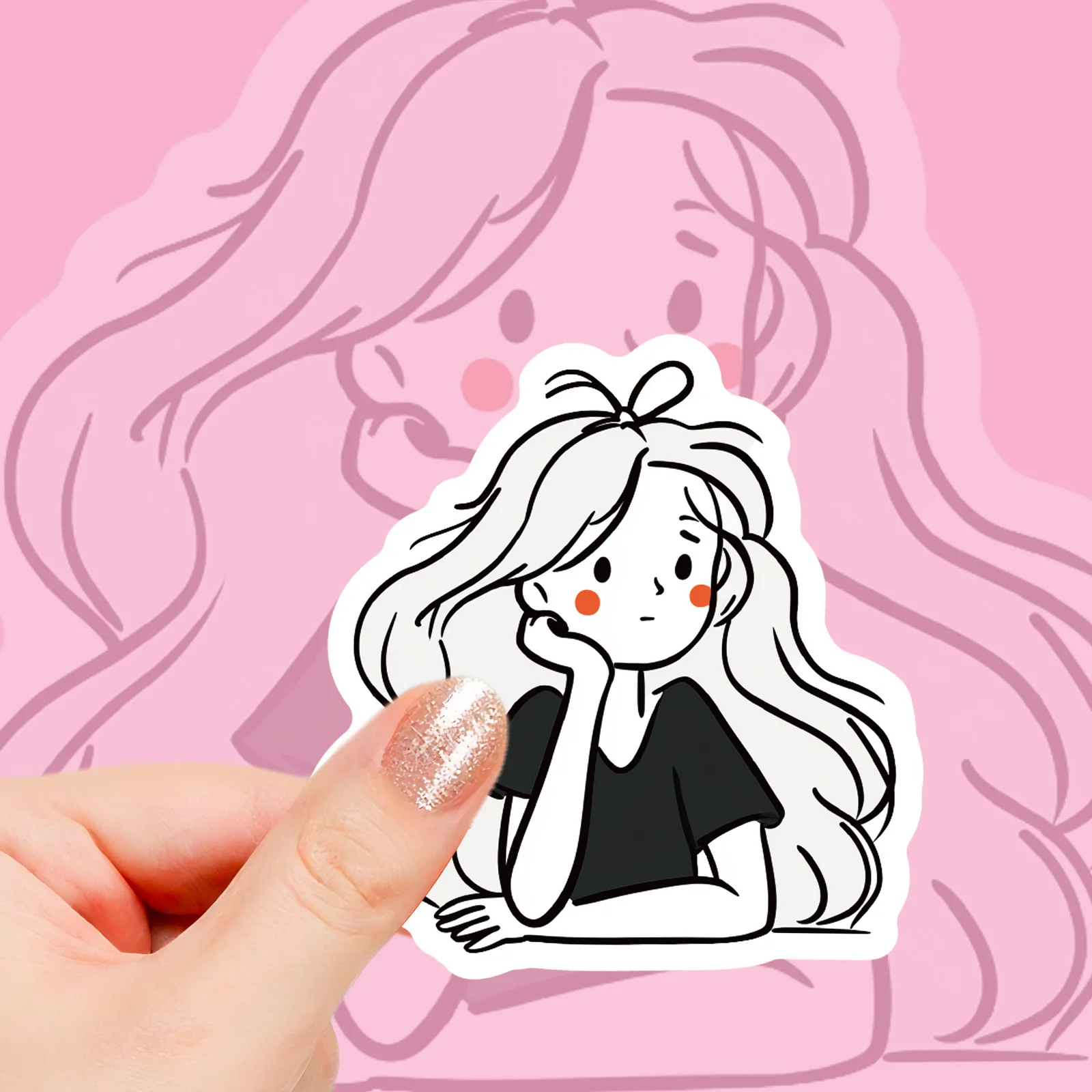 

10/30/56PCS New Black and White Trendy Girls Stickers Personalized Cute Cartoon Graffiti Toy DIY Guitar Water Cup Skateboard