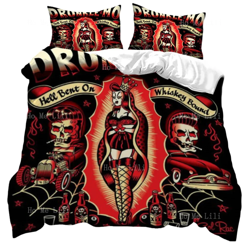 

Rock Music From The Southeastern United States Retro Cowgirl Skeleton Lady Poster Duvet Three Piece Bedding Set