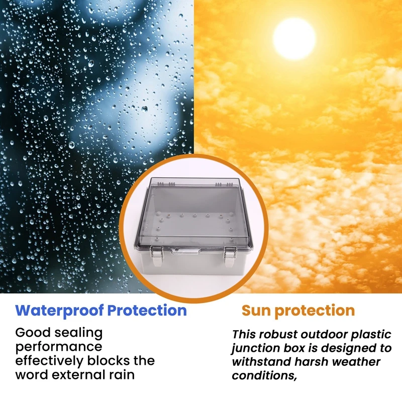 Clear Electrical Enclosure Box Outdoor Plastic Junction Box Weatherproof Electrical Box 210*210*100Mm