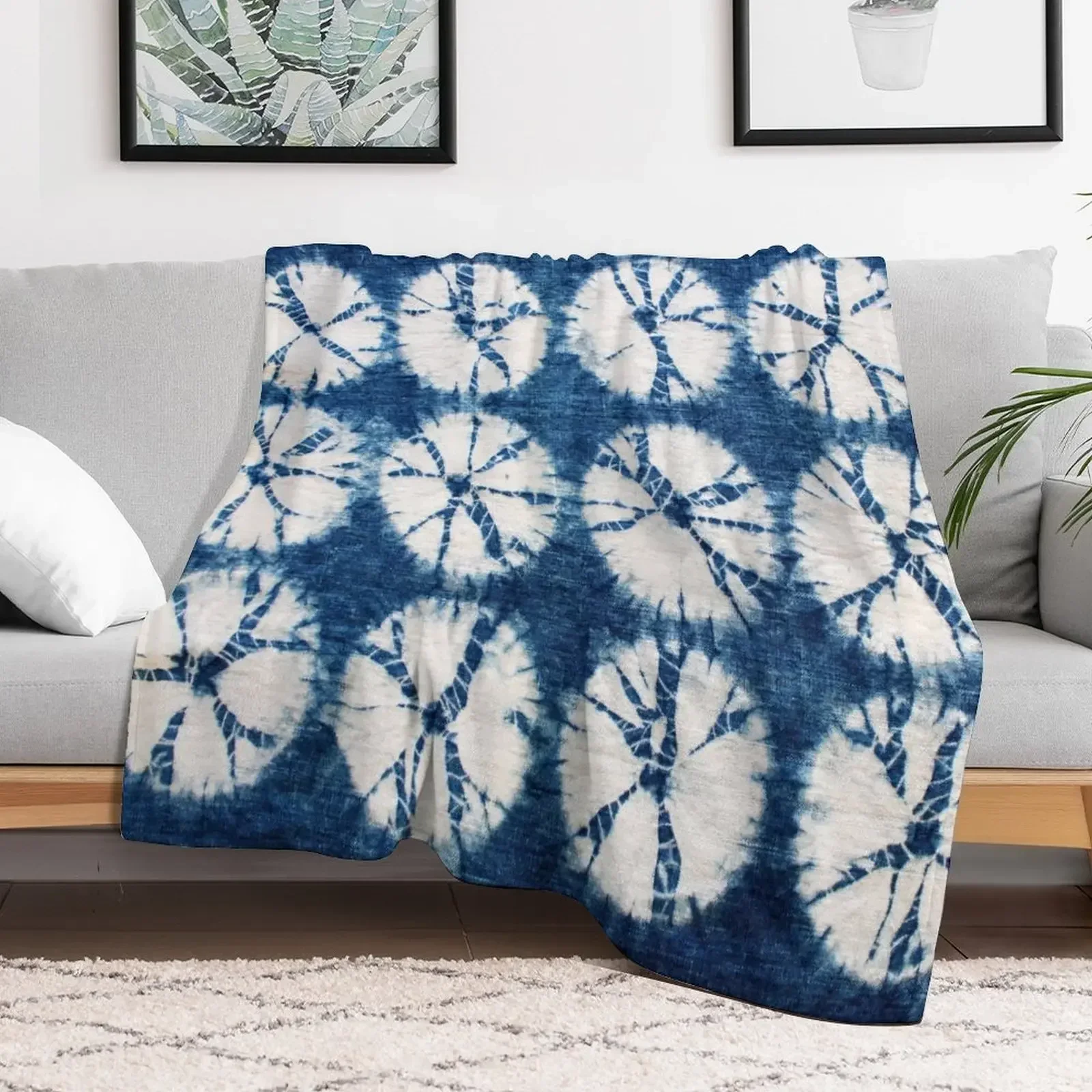 Shibori Circles, Indigo, Tie Dye Throw Blanket For Sofa Thin Plaid Blankets