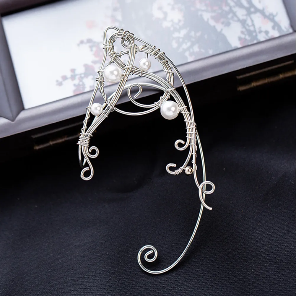 2Pcs Elf Ear Cuff Clip on Earrings Lightweight Comfortable Vintage Ear Hook Jewelry Gift for Women Cosplay Costume