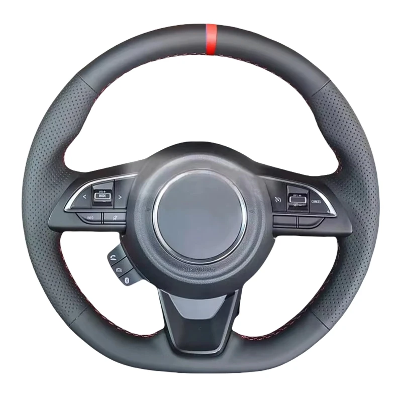 Custom Hand Stitched Microfibre Leather Car Steering Wheel Cover For Suzuki Jimny Sierra Swift Sport Teszt Baleno 2018-2022