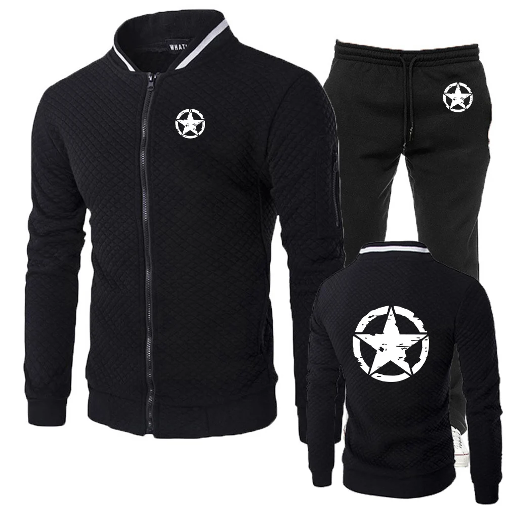

Весна и осень 2026, мужские ретро-звездные узоры с логотипом и принтом, высококачественные и прочные удобные толстовки, брючные костюмы