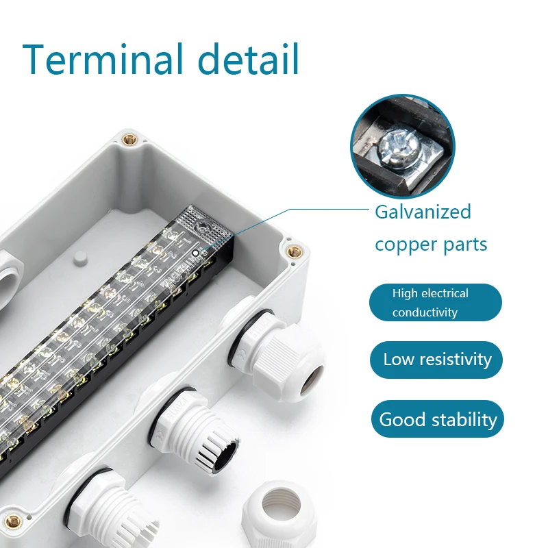 ABS Waterproof terminal box Plastic branch box with terminal cable power supply Outdoor monitoring High power