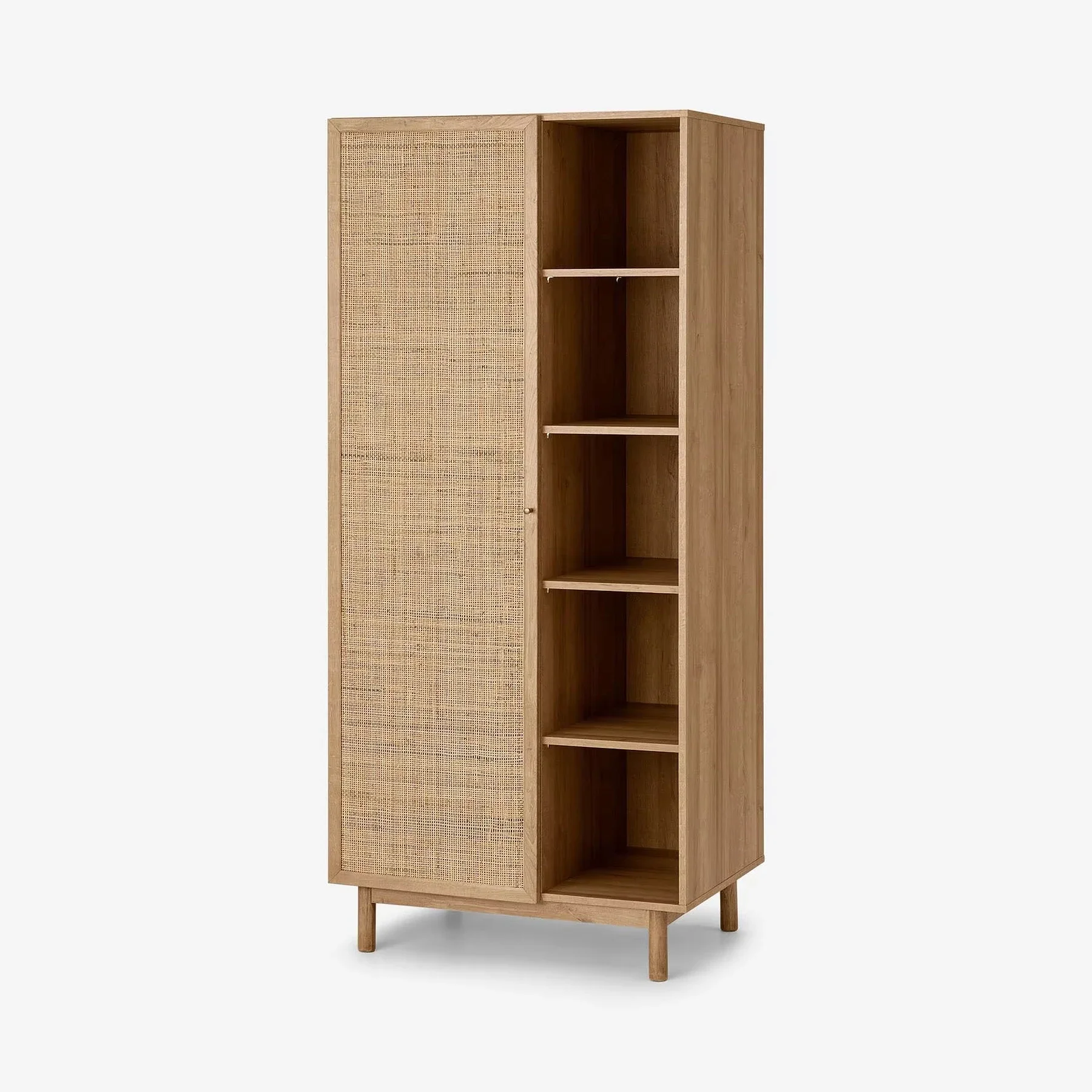 Living Room Wooden Storage Cabinet Rattan Woven Door Multipurpose Wardrobe
