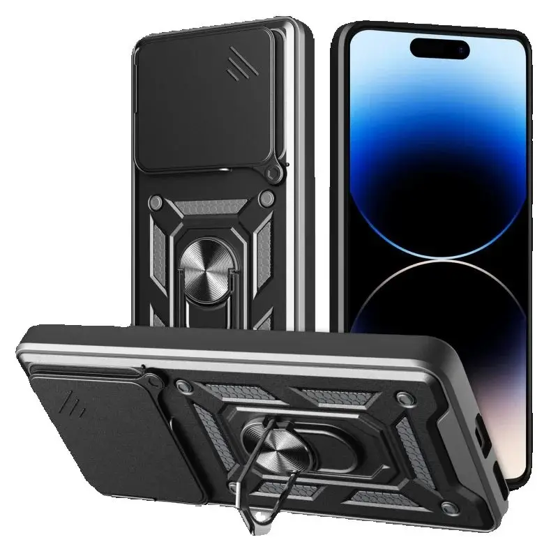 For IQOO 13 5G Case Shockproof Armor Slide Lens Protect Phone Case for IQOO13 IQOO 13 Magnetic Holder Ring Cover