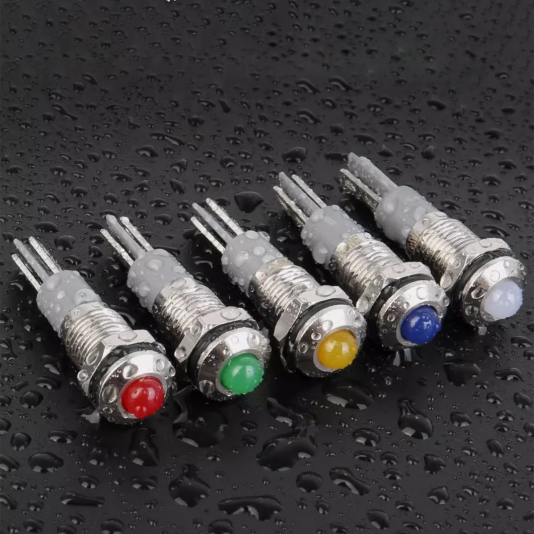 ABILKEEN 20PCS 8MM Metal LED Indicator Light Ball/Flat Surface Industrial Signal Pilot Light IP65 Waterproof LED Pilot Lamp