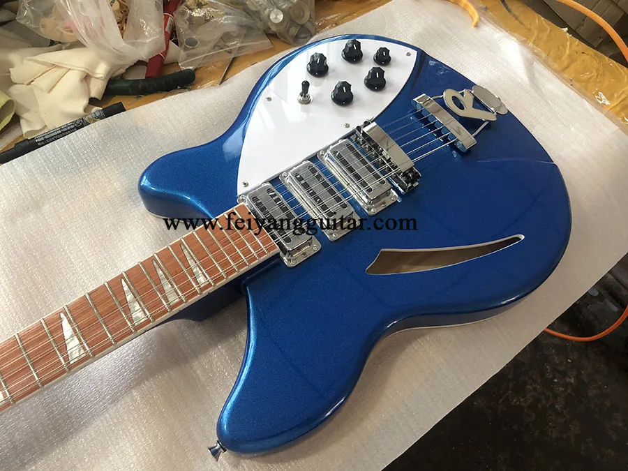 

electric guitar，metallic blue color, 360 12strings， 3-Piece Pickup，Rosewood Fingerboard，high quality guitar，free shipping