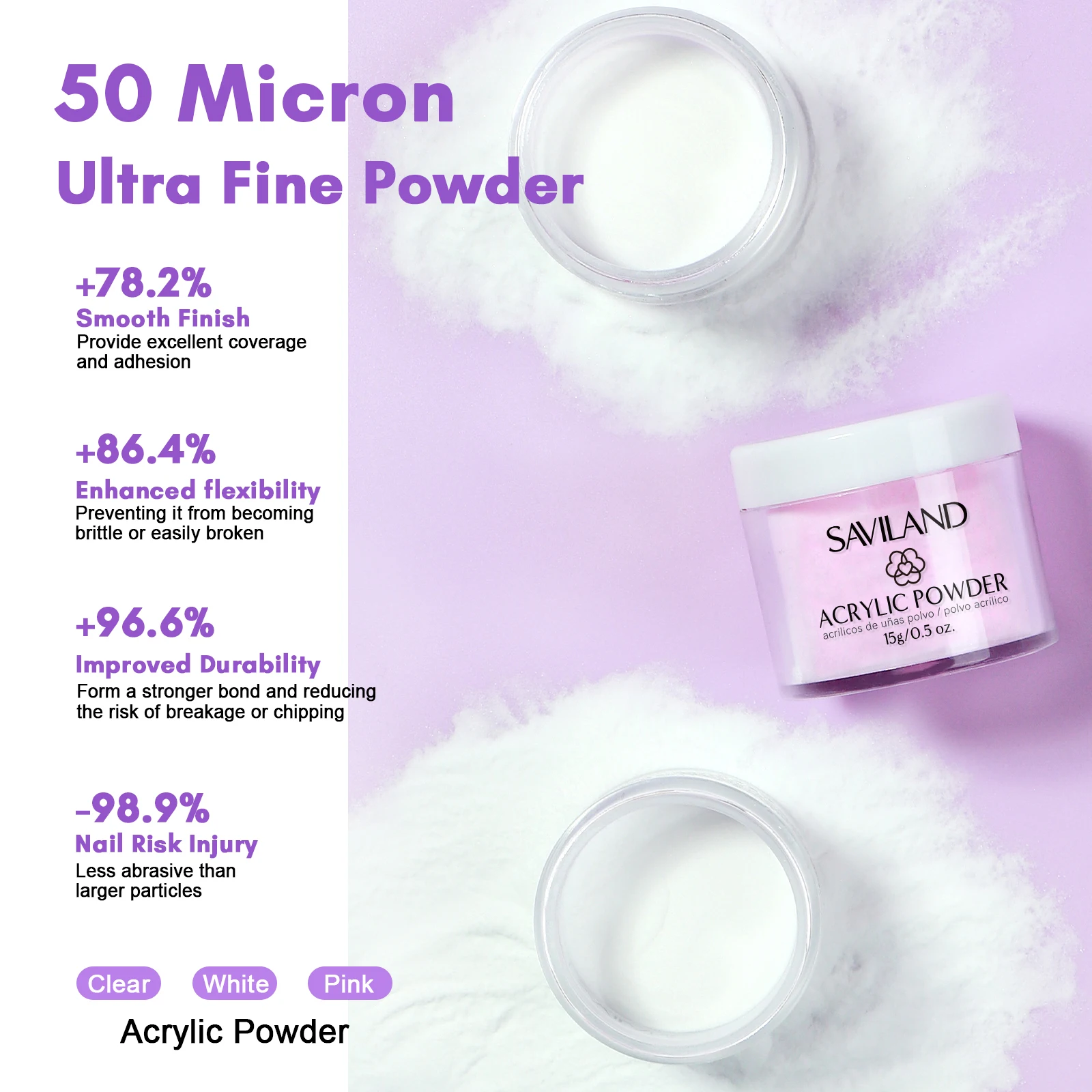 SAVILAND アクリルネイルキット（ネイルドリル、0.5オンスクリアホワイトピンクパウダー、50mlリキッド、ブラシ、フォーム付き）初心者向けホームDIY