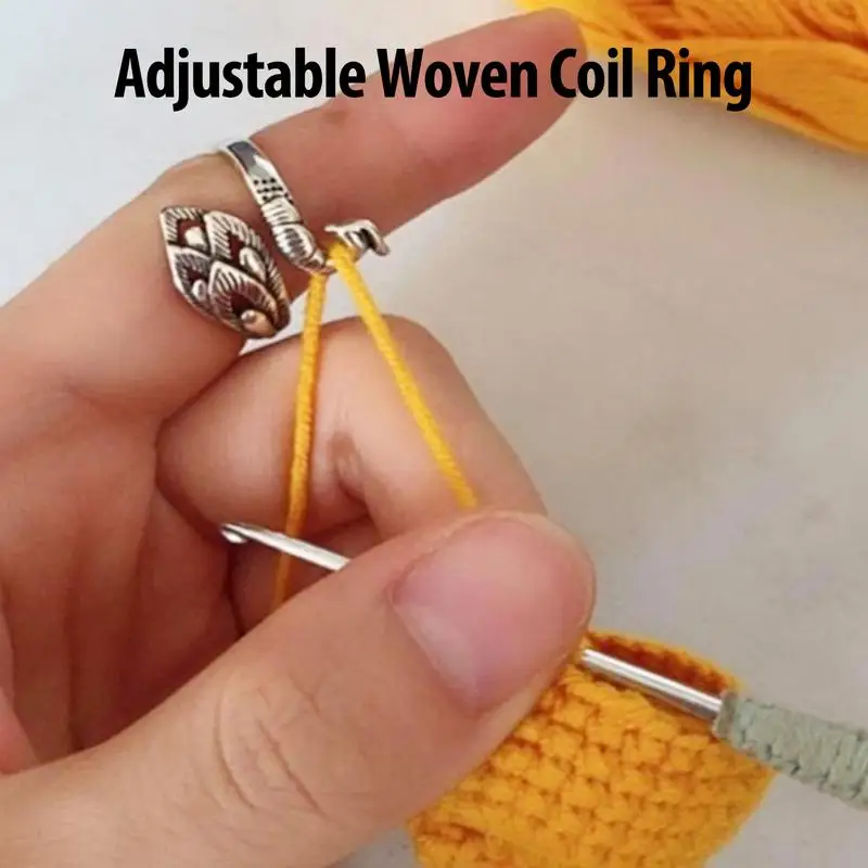 Adjustable Knitting Ring And Crochet Loop Finger Wear Thimble Spring Guide Needle Sewing Accessory And Handmade Faster Knitting