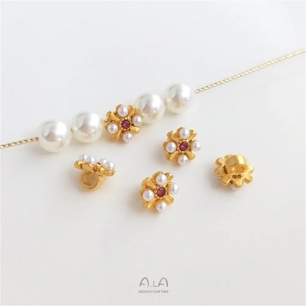 

Sand Gold Inlaid Pearl DIY Handmade Beaded Accessories Transportation Beads Flower Balls Pendants Ornaments Charms Pendants K430