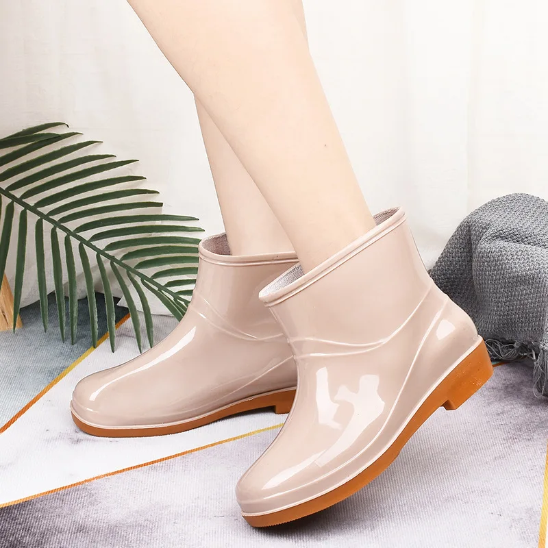 Rain Boots Women Low Anti-slip Fashion Kitchen Ladies Rain Shoes Short Fashion Water Shoes Oxfords Wearable Adult Water Shoes