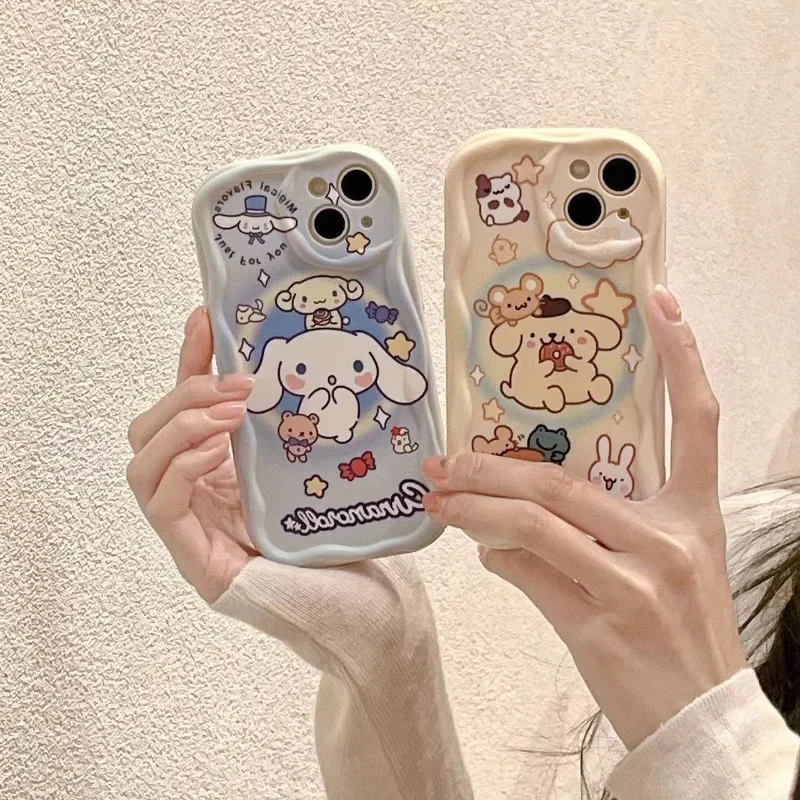 

Cinnamoroll Anime Kawaii MINISO iphone Case Cute Cartoon PomPomPurin Ins Apple 15pro Max Phone Case Cover Gifts for Kids