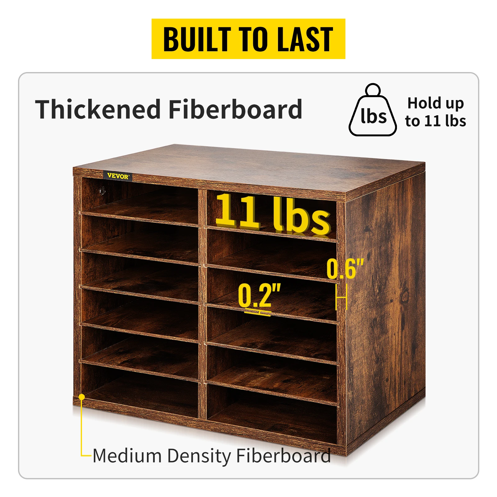 VEVOR Wood Literature Organizer Adjustable Shelves Medium Density Files Documents Papers Magazines Storage for Office School