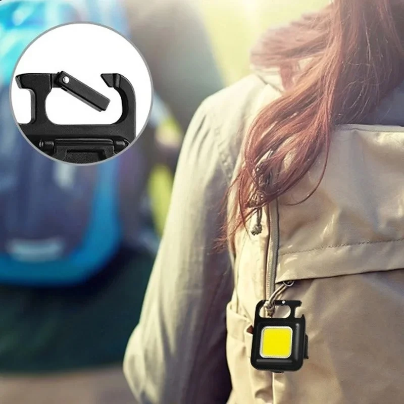 Torcia portachiavi LED COB Mini torcia magnetica portatile super luminosa Lanterna da campeggio USB Luce EDC esterna per escursionismo Pesca