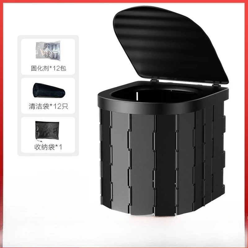 Portable Travel Toilet for Car Trunk, Folding Emergency Camping Toilet with Pop-Up Privacy Tent, Long-Drive Emergency Solution
