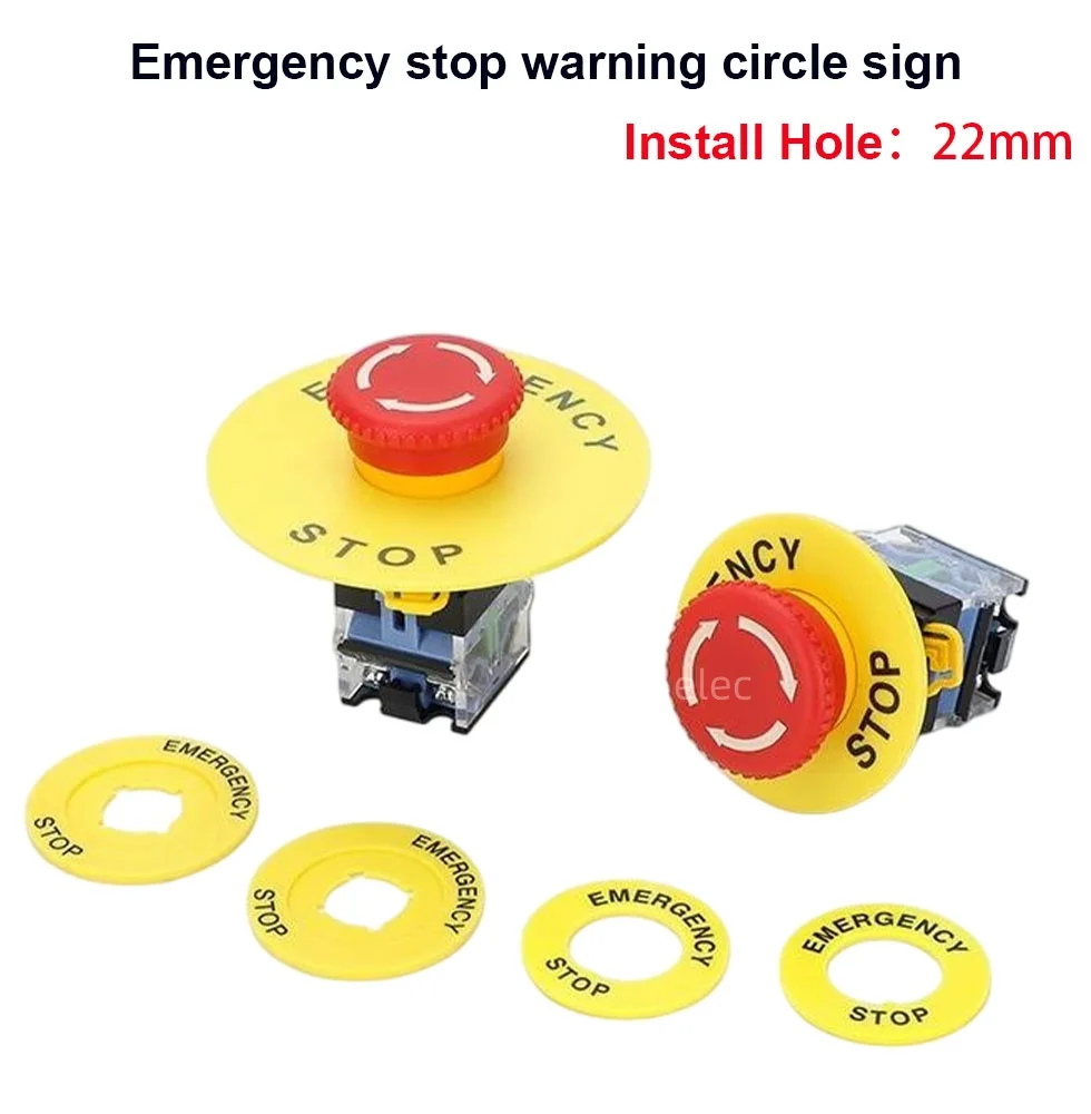 22mm emergency stop warning circle yellow card warning circle emergency stop button switch emergency stop warning circle emergen