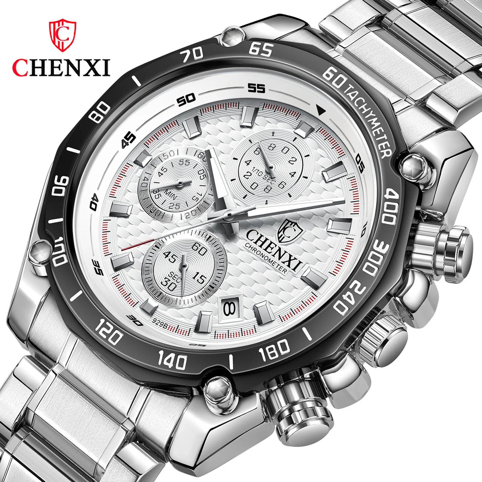 

CHENXI 929B Men's Quartz Watch Fashion Calendar Multifunctional Steel Outdoor Leather Steel Wrist Watches for Male Montres Homme