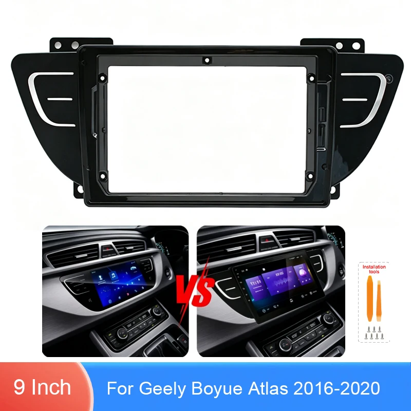 9 Inch Car Radio Fascia Frame For Geely Boyue Atlas 2016-2020 Dashboard Panel Trim Bezel Dash Mount Kit