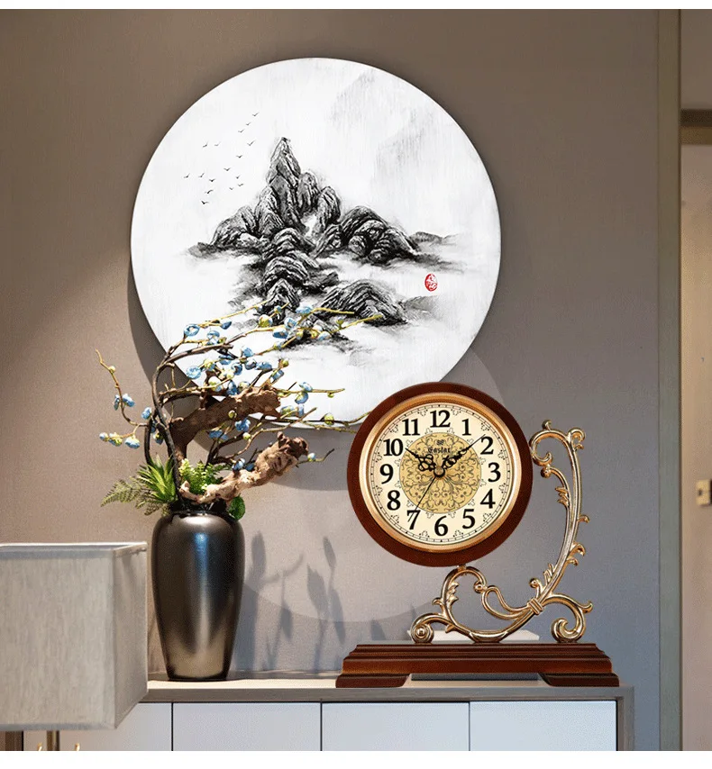 DSA clock living room light luxury copper plating process ornament bedroom silent desktop clock solid wood clock wholesale