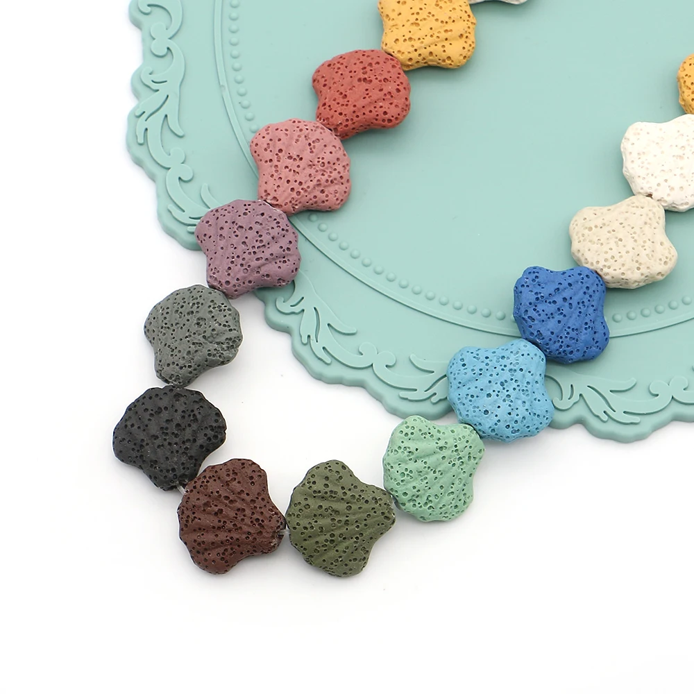 

Creative Dyed Colorful Polished Scallop-shaped Volcanic Rock Loose Beads Straight Holes DIY Jewelry Making Supplies for Necklace