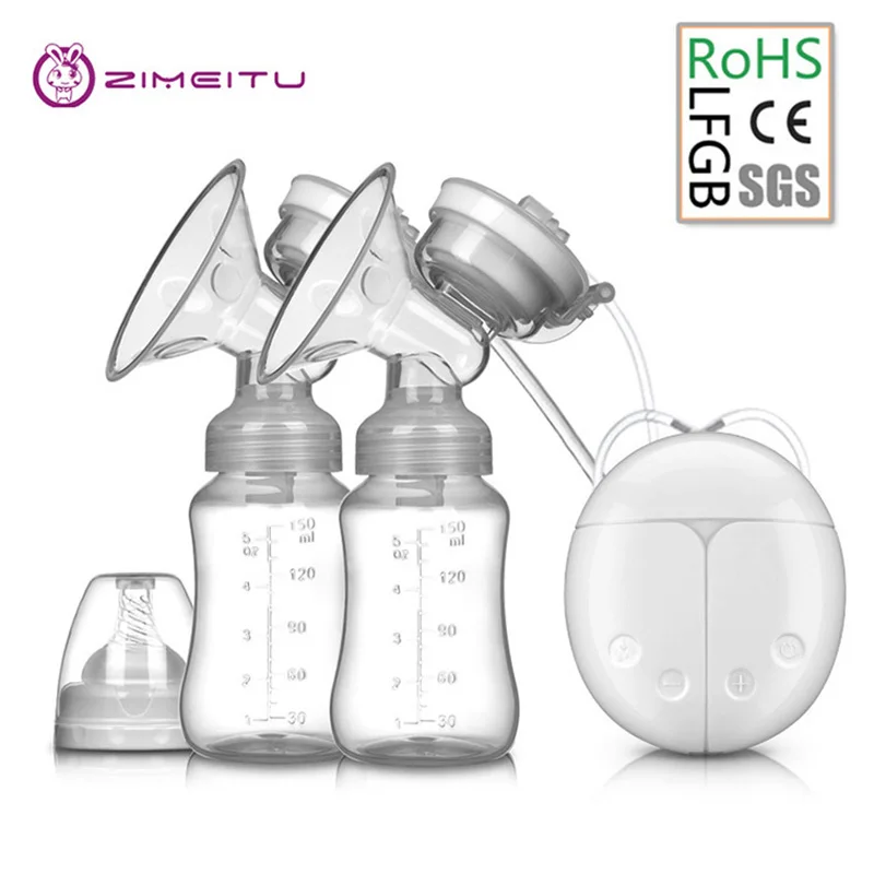 Double Electric Breast Pumps Powerful Nipple Suction USB Electric Breast Pump with Baby Milk Bottle Cold Heat Pad Nippl