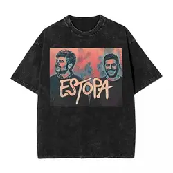 Estopa Tour Rock Band T Shirt Hip Hop cotone lavato Harajuku T-Shirt musica Pop chitarra arte uomo donna top Streetwear Summer Tee