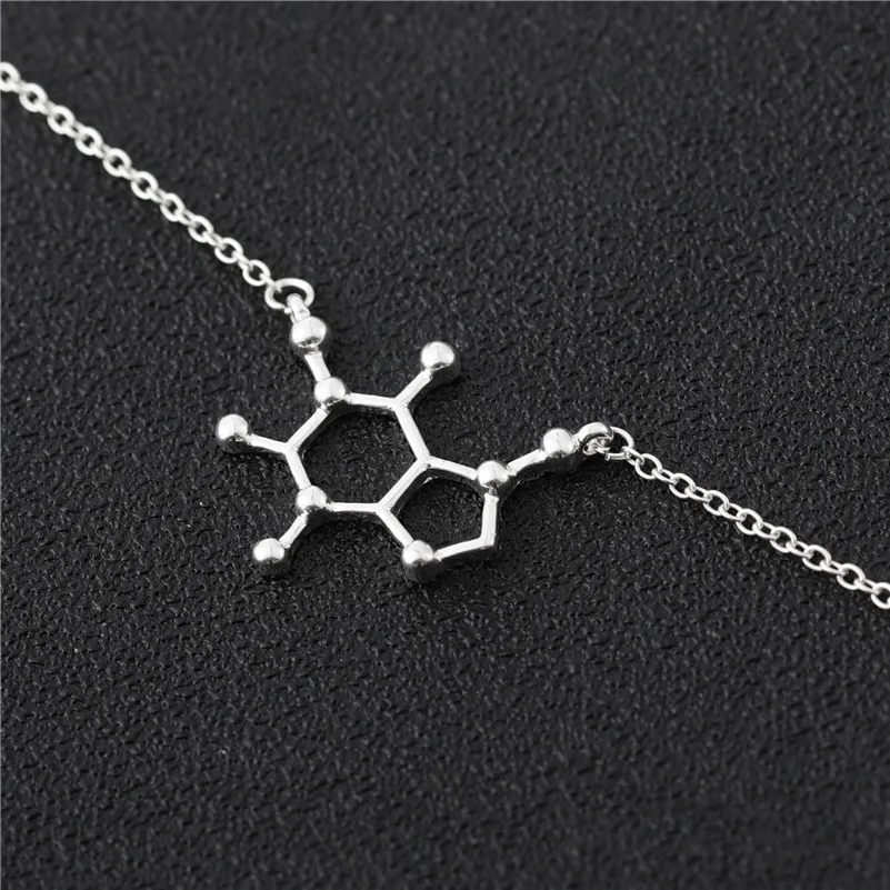 Daisy Caffeine Molecule Chain Bracelet Science Chemical Structure Hormone Coffee Dopamine Serotonin Molecular Charm for Women