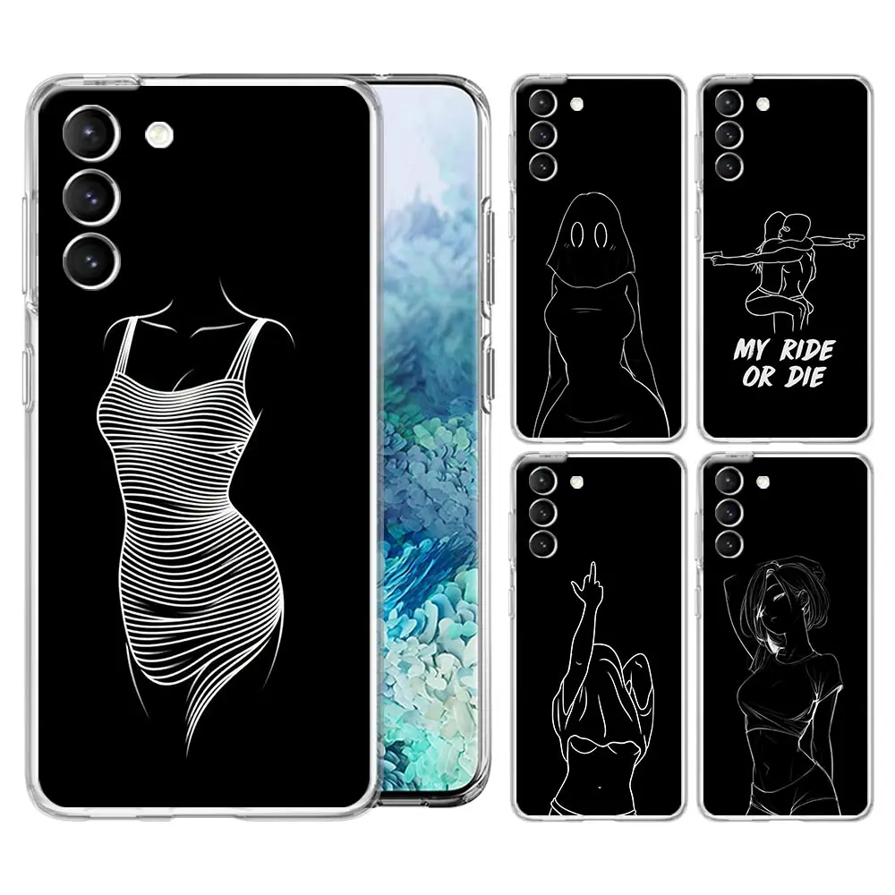 Beautiful Female line Clear Phone Case For Samsung Galaxy S26 S25 FE S24 + S23 S22 S21 Ultra S20 5G S10E Plus Cover