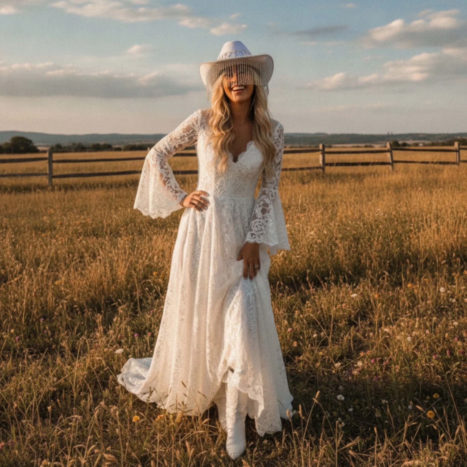 Bride Hat with Rhinestones Rhinestone Cowgirl Hat with Fringe Bridal Statement for Bachelorette, Hen Party