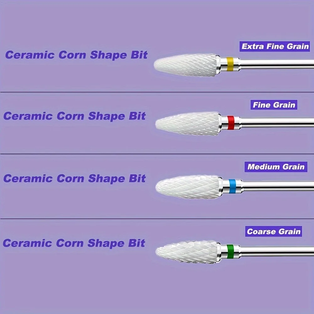 3/32'' Kit-4 keramische nagelborenset, soepele rotatie, elektrische nagelvijlbevestigingsset met lage trillingen voor manicure pedicure
