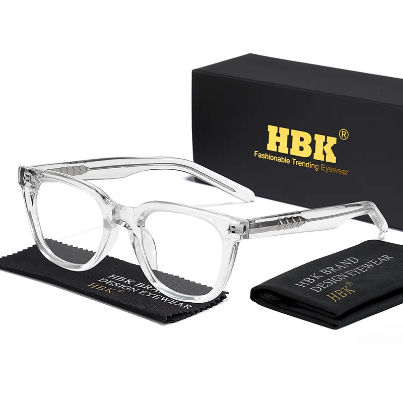 إطارات نظارات مربعة أنيقة من HBK للرجال إطار كلاسيكي من السليلوز نصائح معبد مميزة للنساء إطار نظارات مضاد للضوء الأزرق