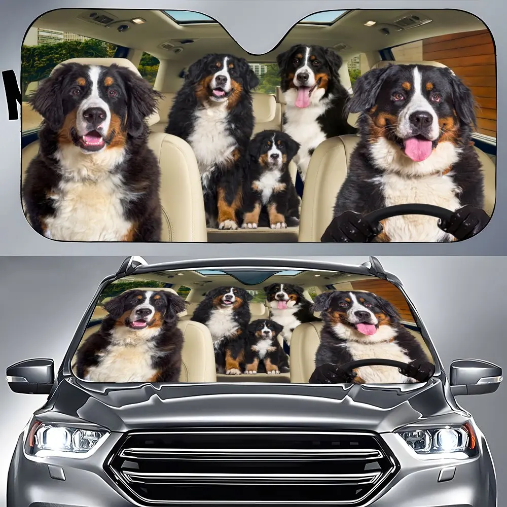 

Bernese-Mountain-Dog Driving Car Interior Front Windshield Sun Shade,Auto Accessories Sunshade for SUV- Blocks Uv Rays Protector