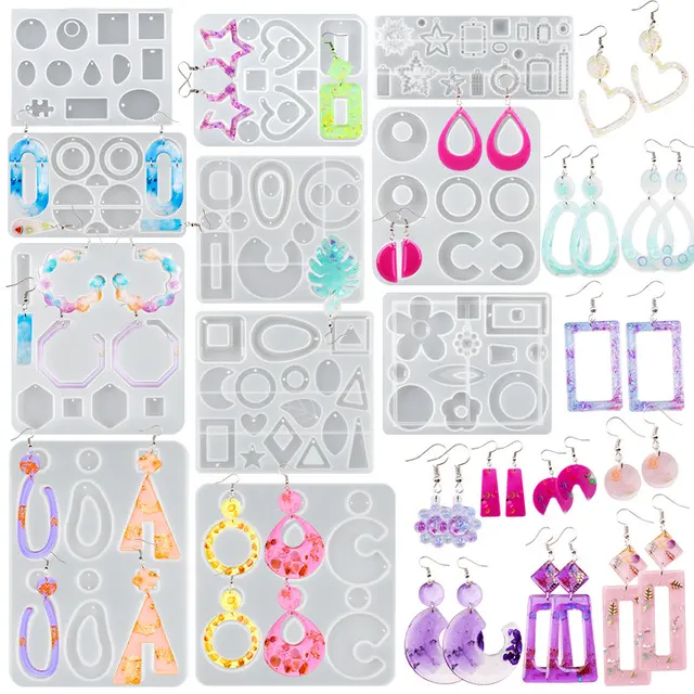 Silikonowa forma do kolczyków Kolczyk Forma z żywicy Narzędzia do odlewania biżuterii Haczyki na kolczyki do rzemiosła DIY Charms Wisiorek Kolczyk Making