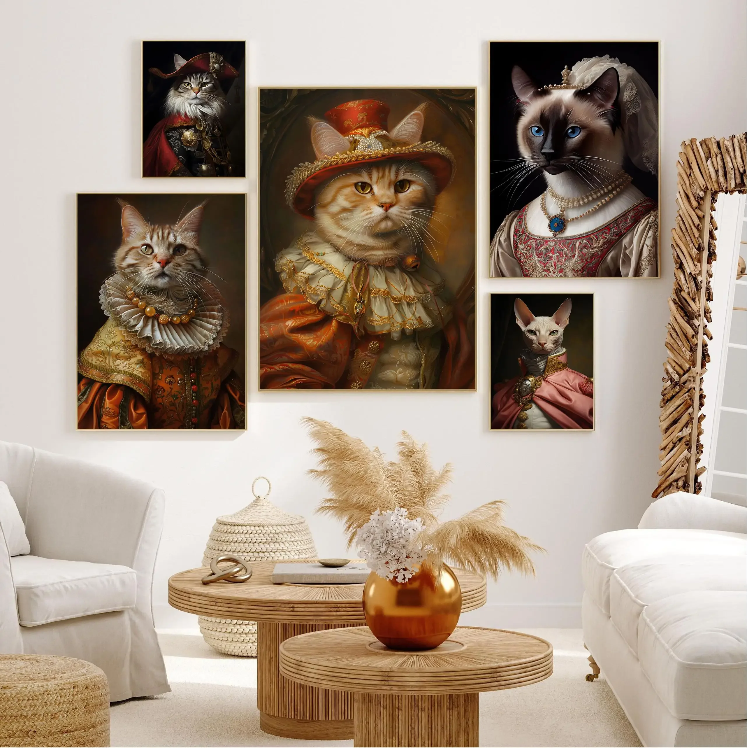 Interesting Animal Victorian Animal Cat Portrait Art Abstract Poster Canvas Paintings Wall Art Pictures Home Decor