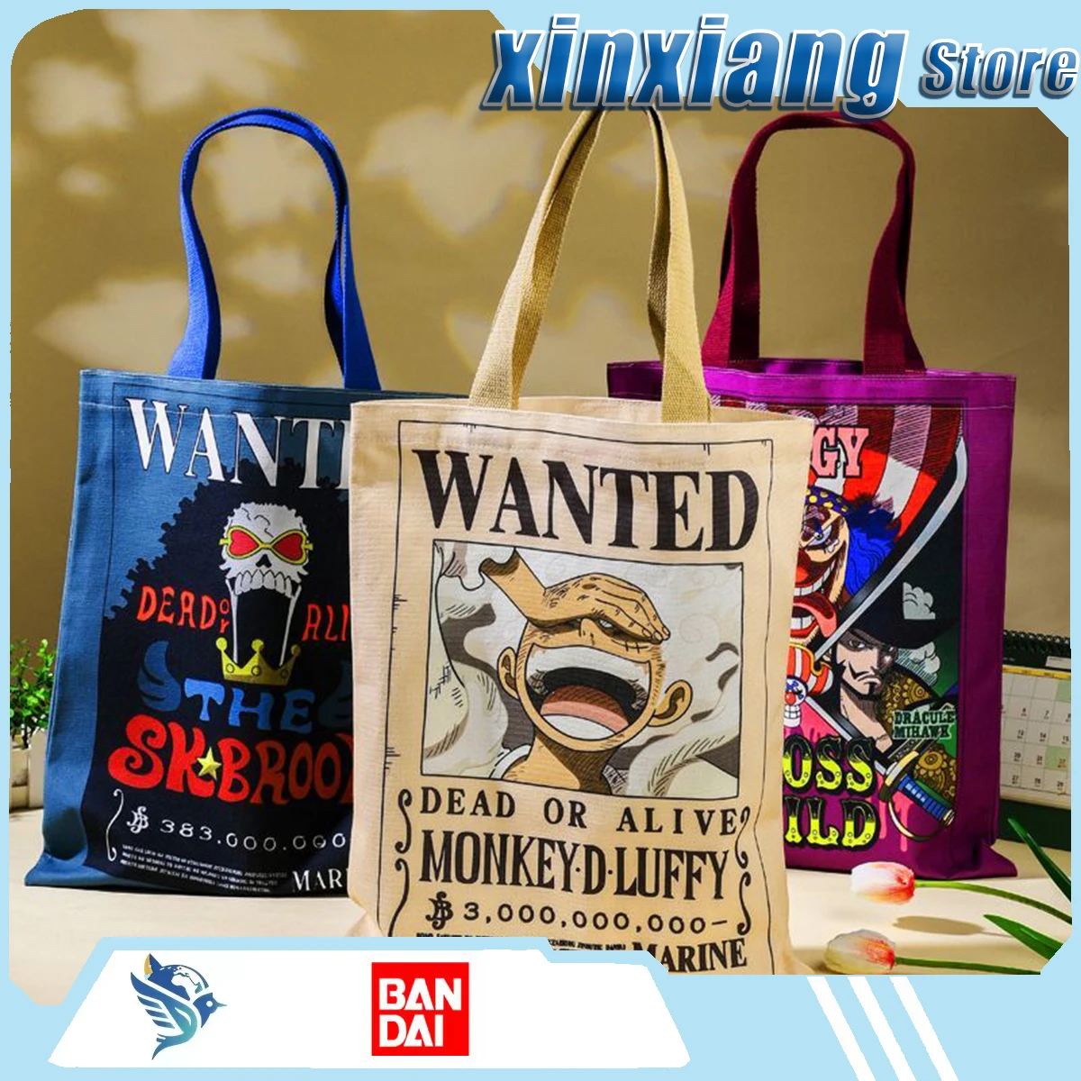 

Bandai One Piece canvas bag reticule student backpack surprises comics souvenirs trendy toys animations decorations gift Cartoon