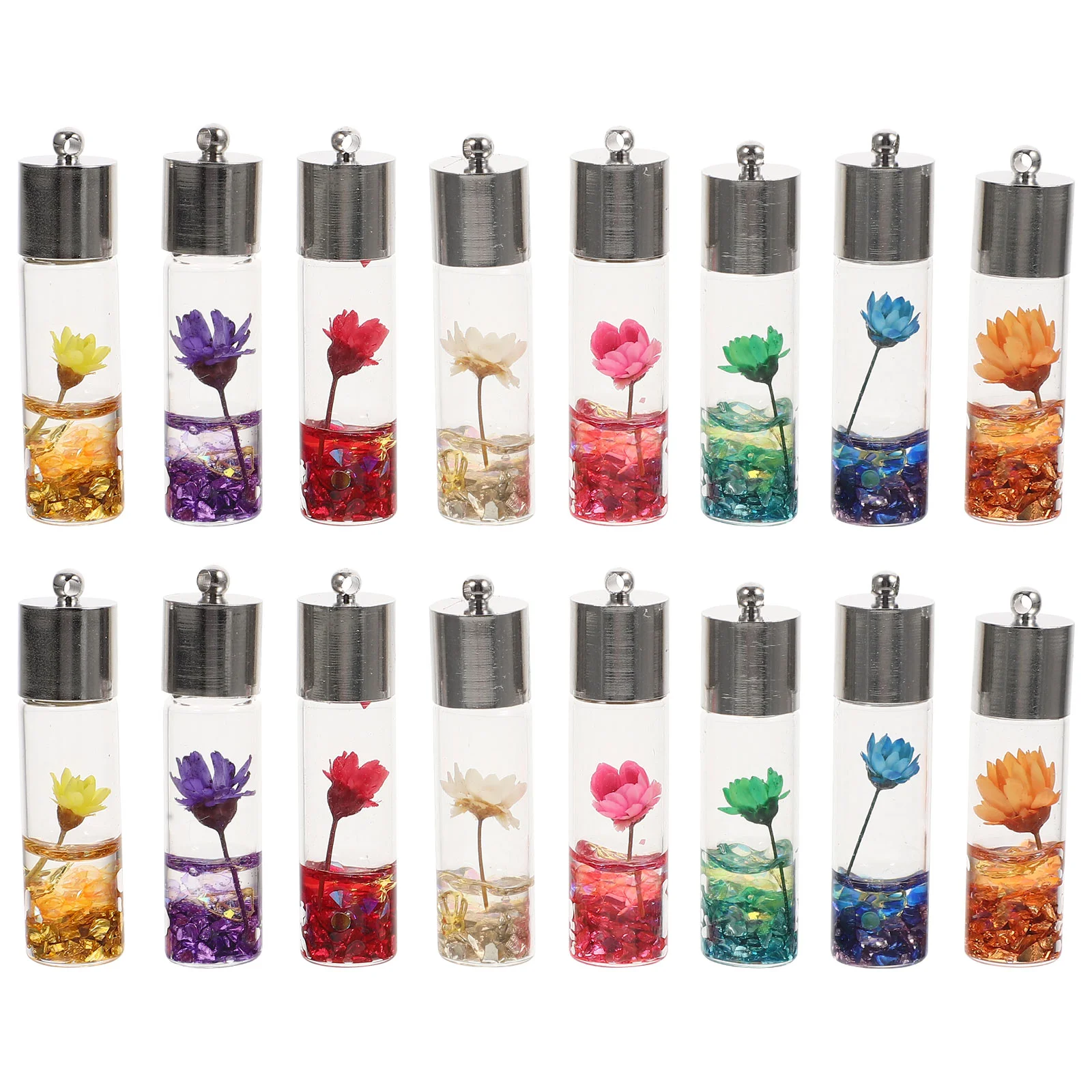 

16 Pcs Glass Bottle Pendant DIY Earring Making Charms Jewelry Bracelet Drift Necklace Dried Flower Wishing